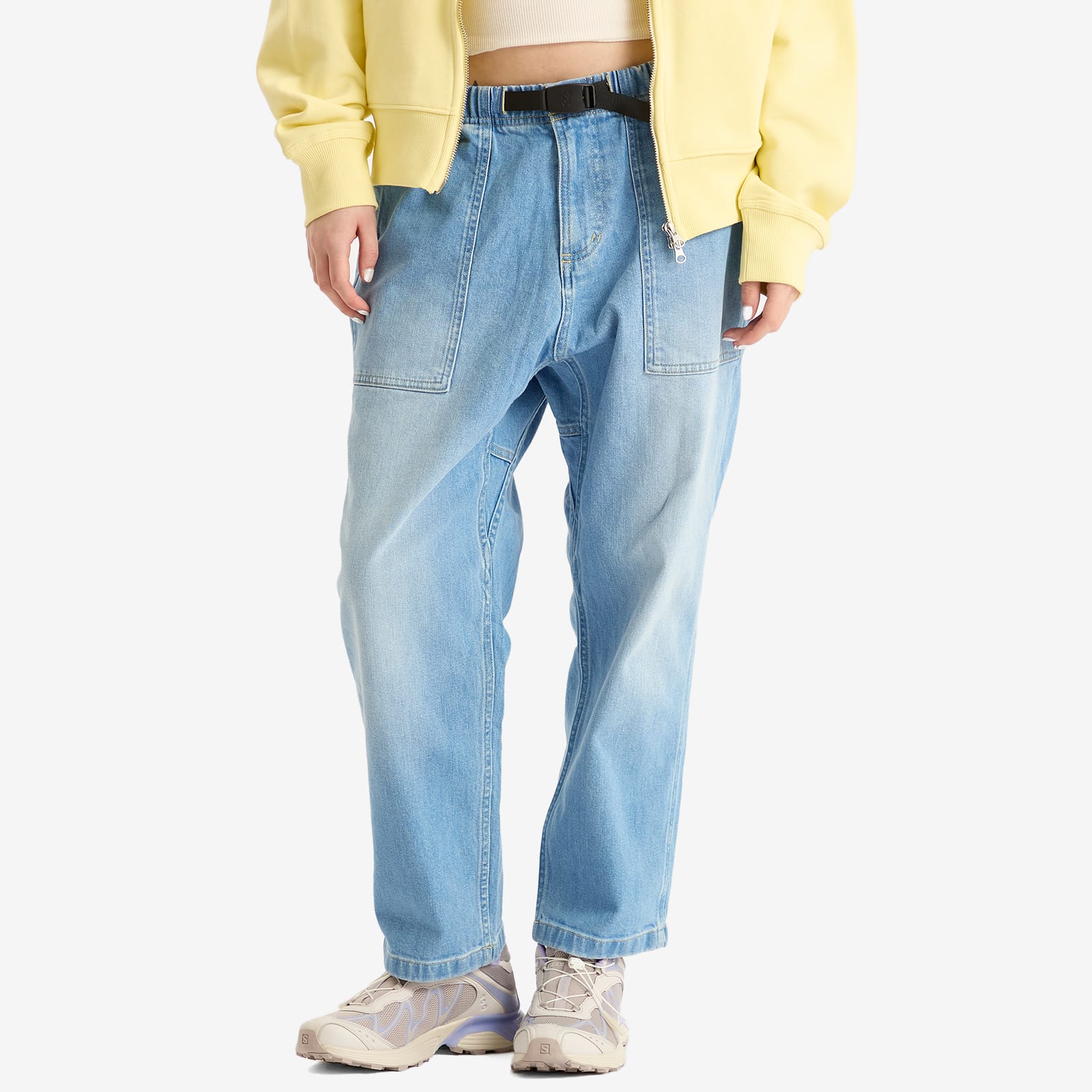 Gramicci Women's Stretch Denim Loose Tapered Pants in Medium 