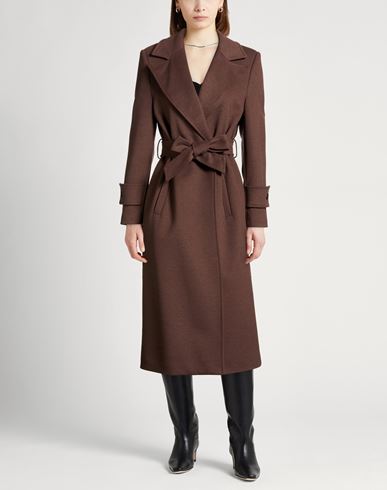 Woman Coat Dark brown Size M Polyester, Viscose