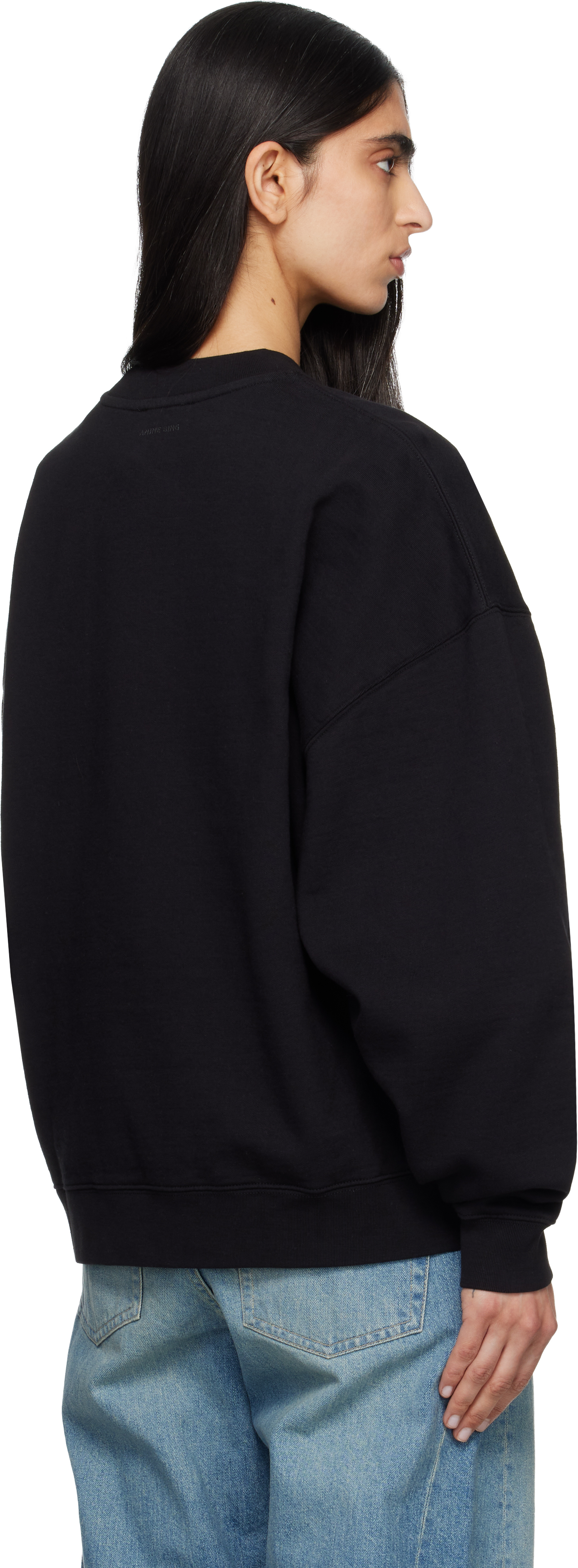 Black Miles Oversized Letterman Sweatshirt