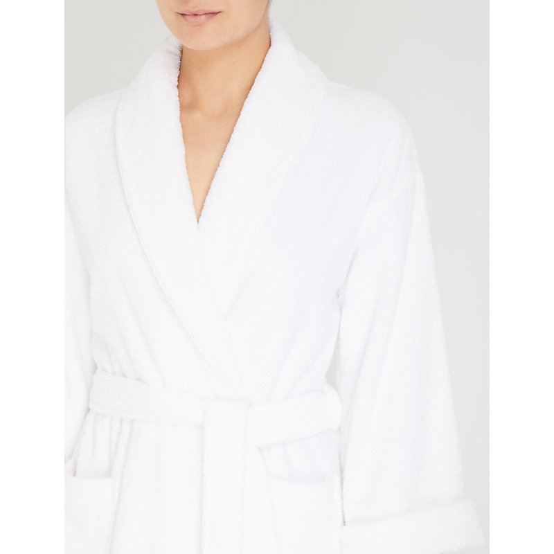 Womens White Cotton-towelling Dressing Gown