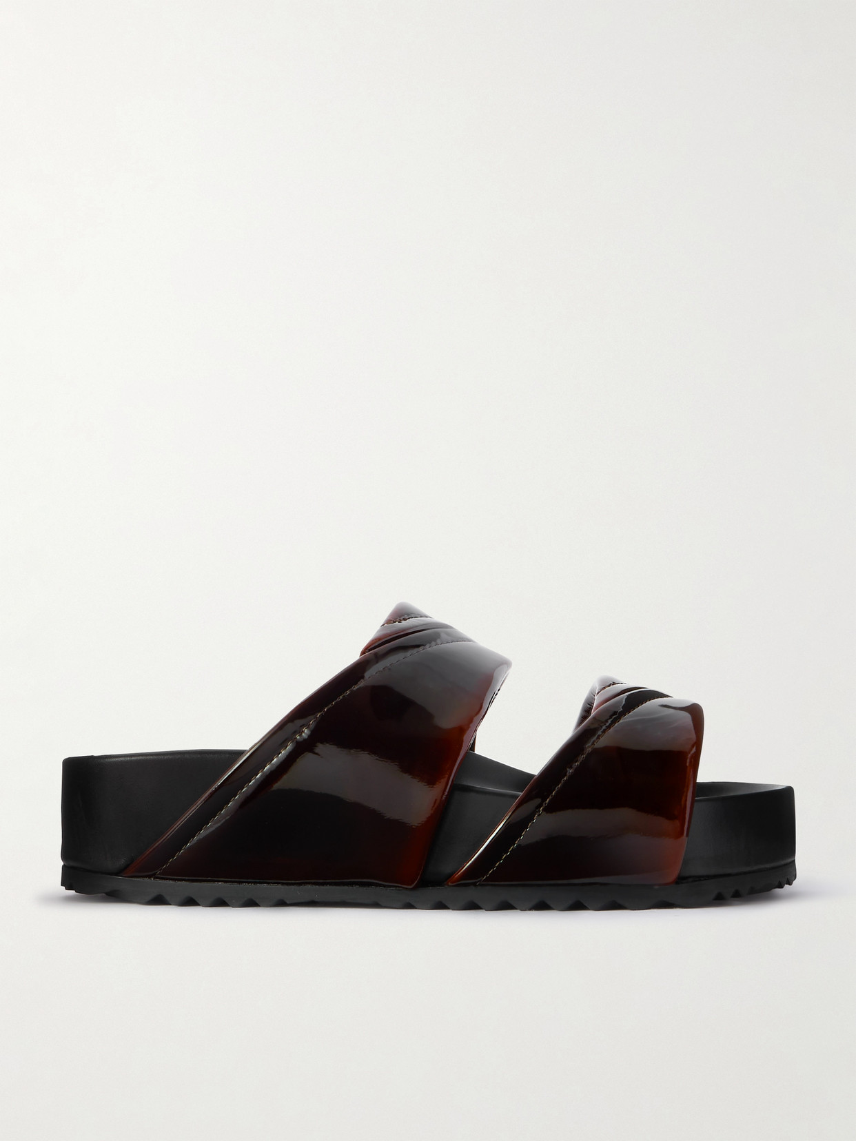Patent-leather Platform Slides - Brown