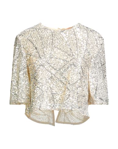 Woman Top Beige Size 10 Polyester, Elastane