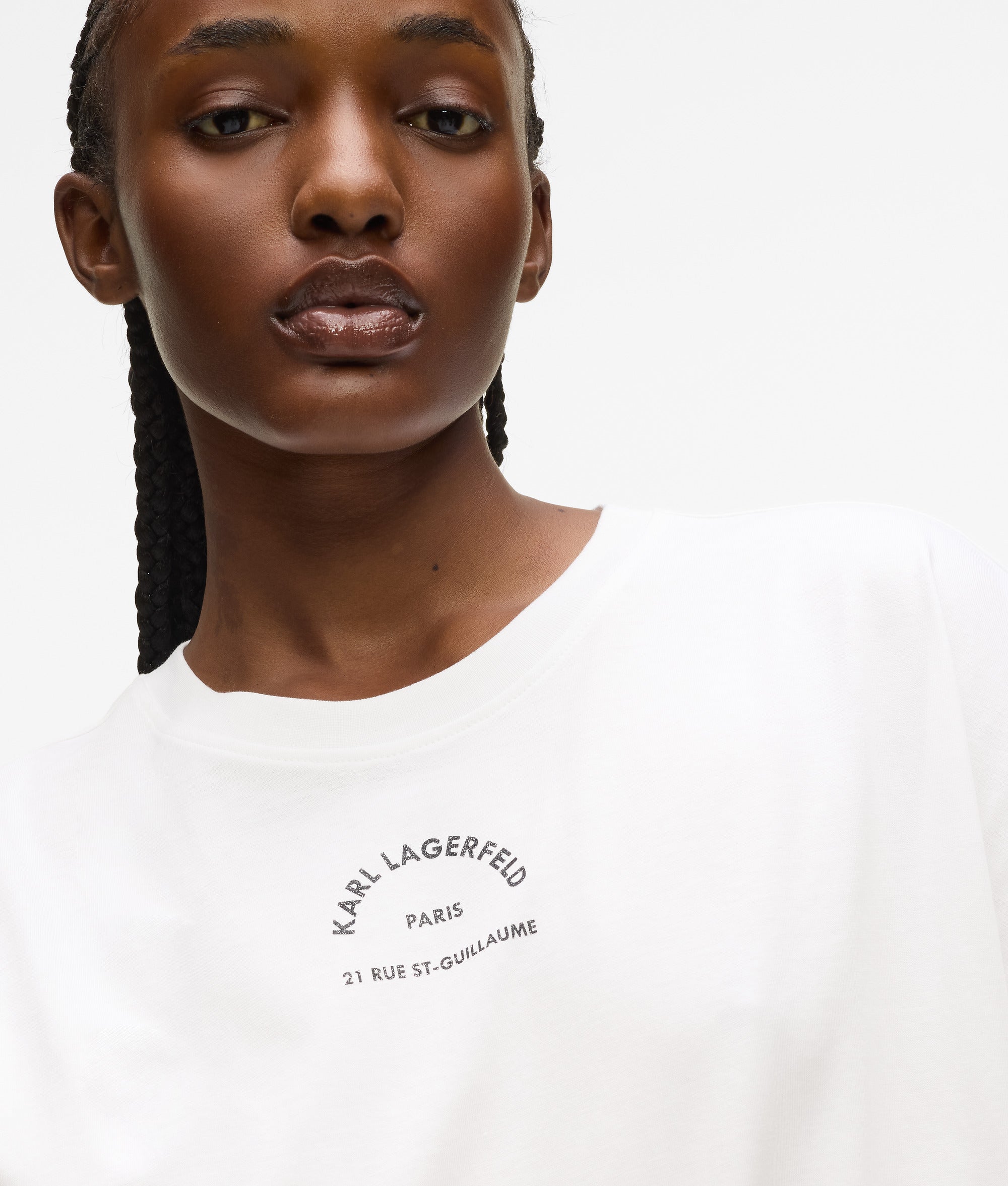 Karl Lagerfeld - Rue St-guillaume T-shirt Mit Glitzer, Damen, Weiss, Größe