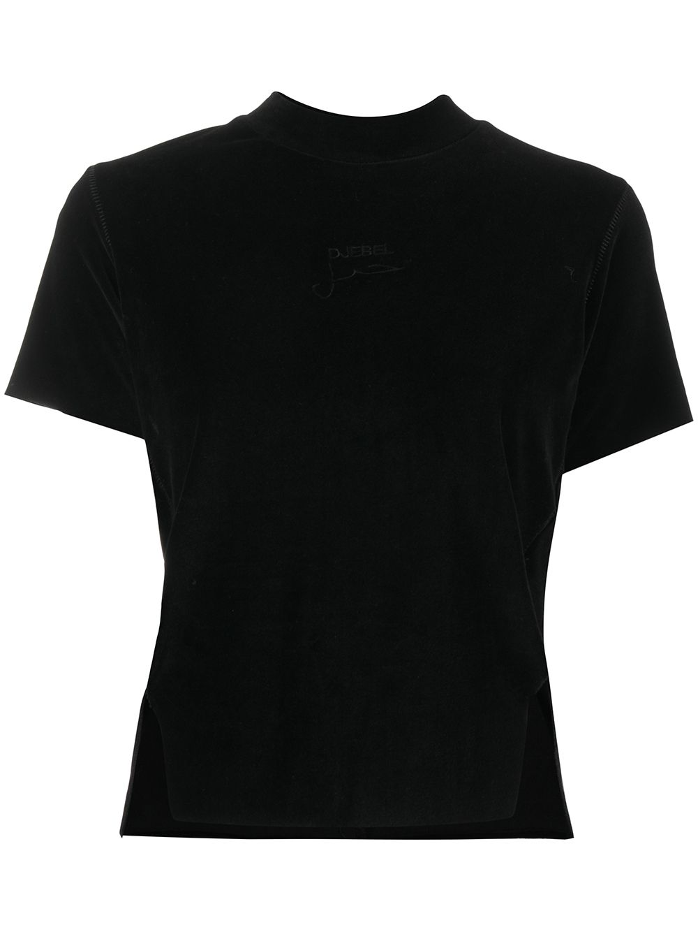Slit detail crew neck T-Shirt - Black