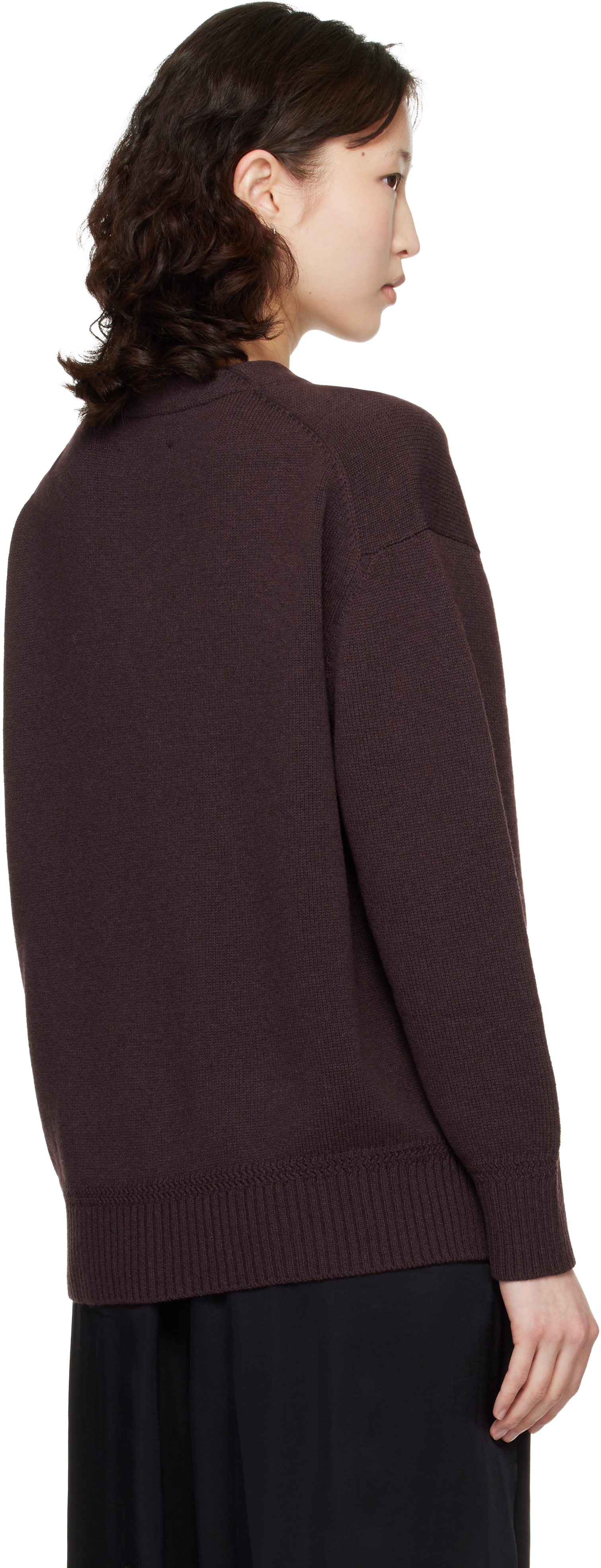 Burgundy Merino Wool Cardigan