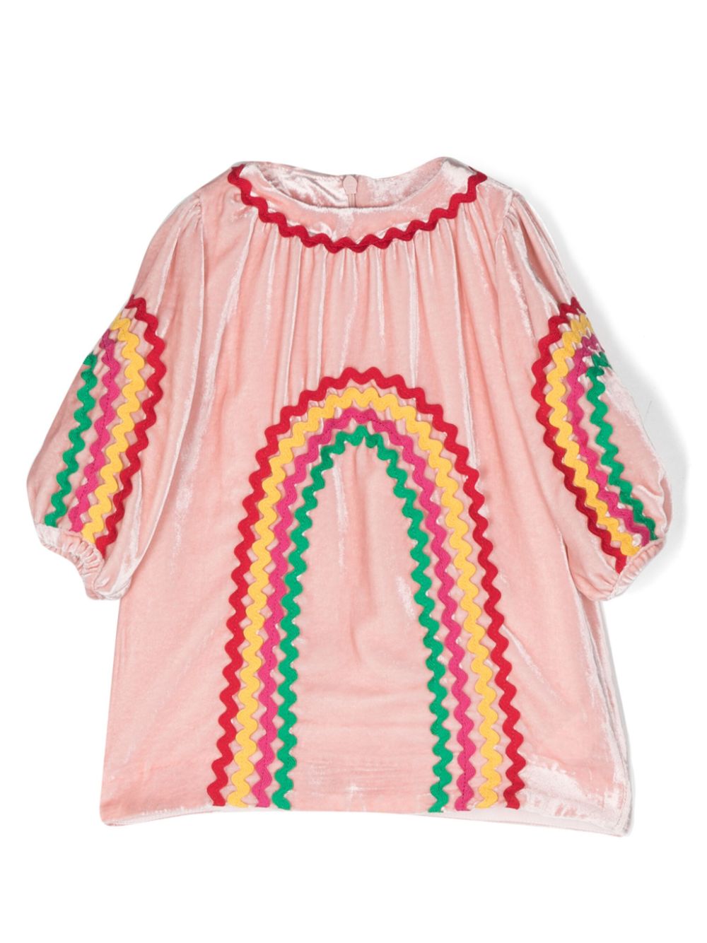 Rainbow Ribbon velvet dress - Pink