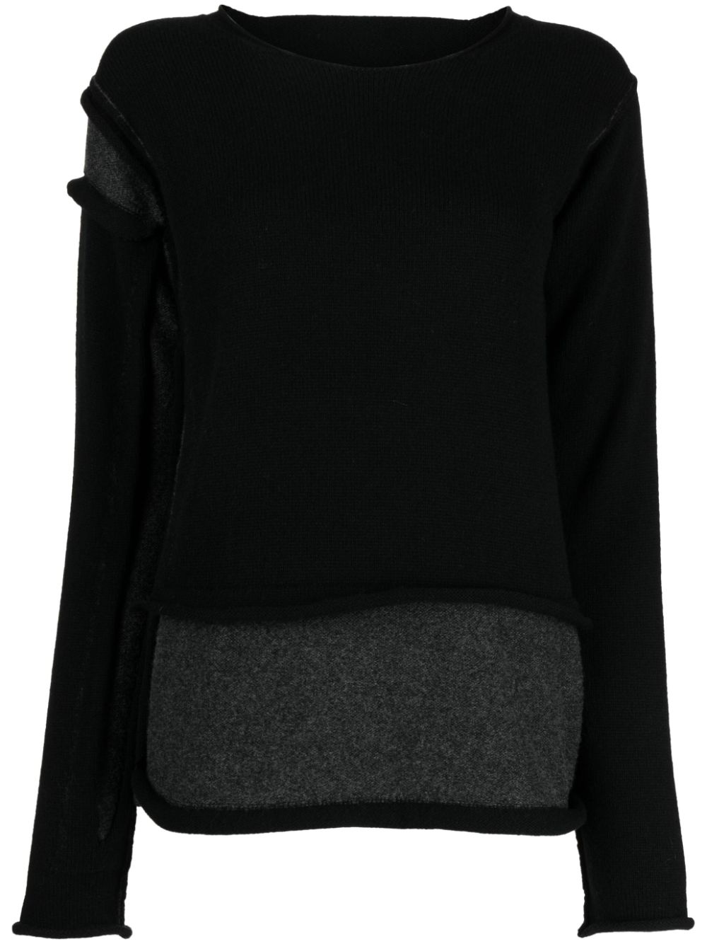 Long-sleeve knitted top - Black