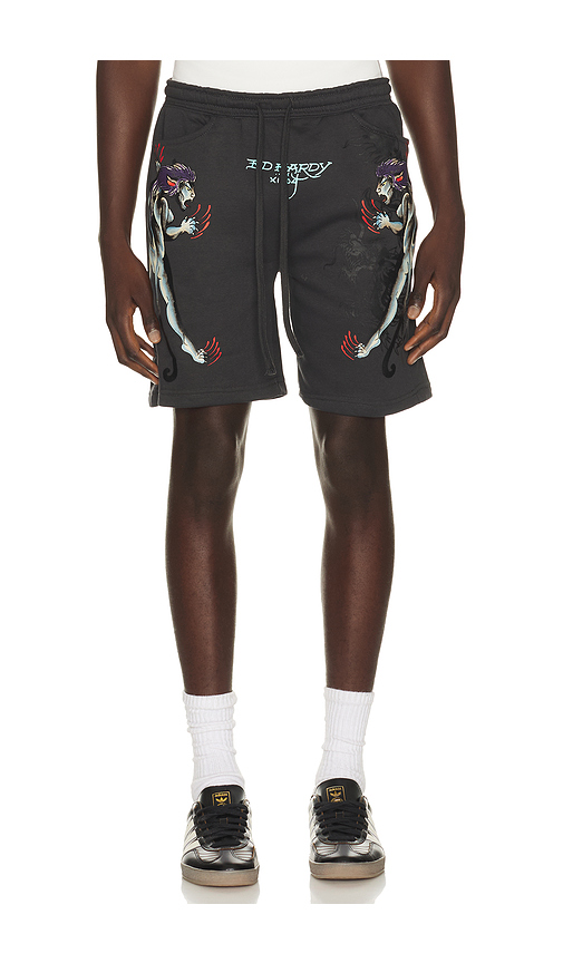 Ed Hardy Pantera Fleece Short in Grey. S. Also in M, L, XL/1X