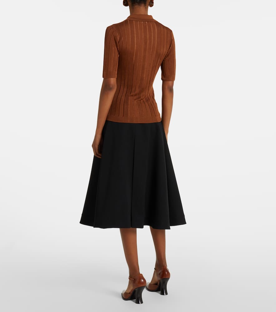 Laddered ribbed-knit polo shirt