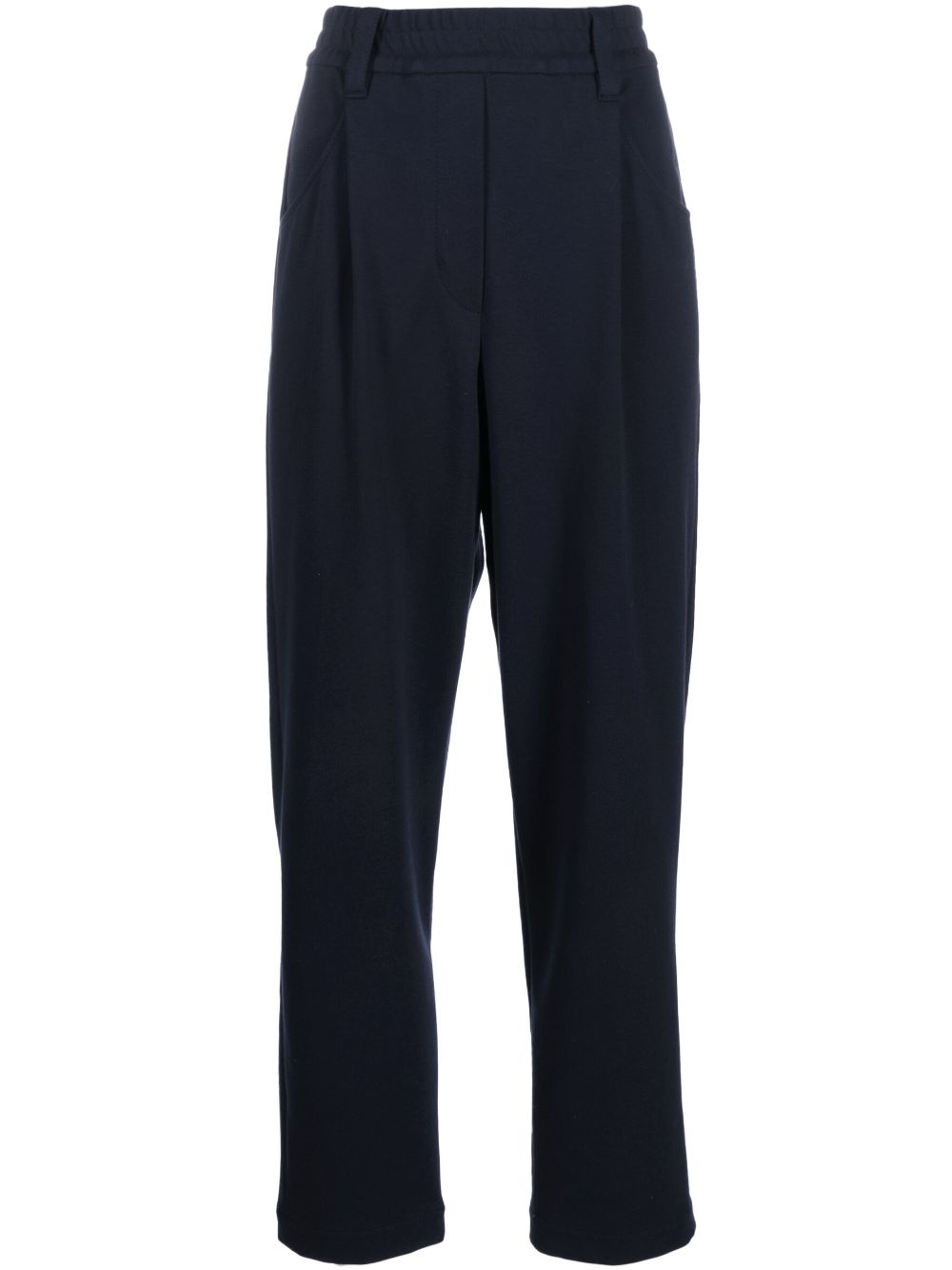 High-waisted straight-leg trousers - Blue