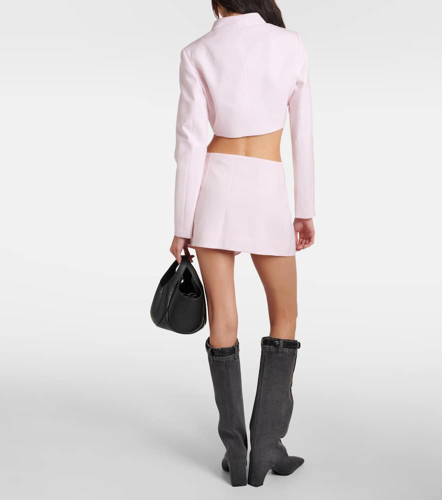 Trompe l'oeil cropped virgin wool jacket