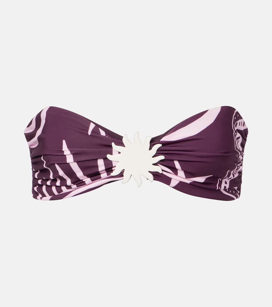 Maple printed bandeau bikini top
