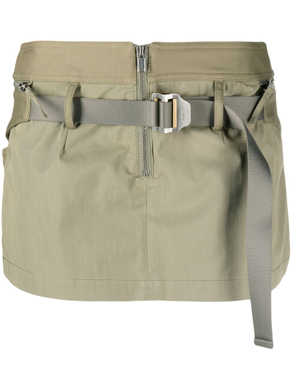 Belted-waist mini skirt - Green