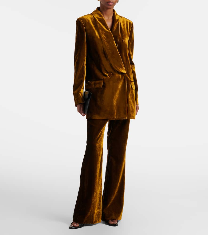 Double-breasted velvet blazer