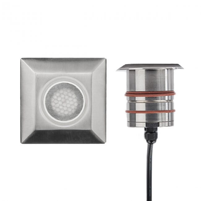 WAC Inground LED 12V Square Indicator Light with Honeycomb Louver in Stainless Stee