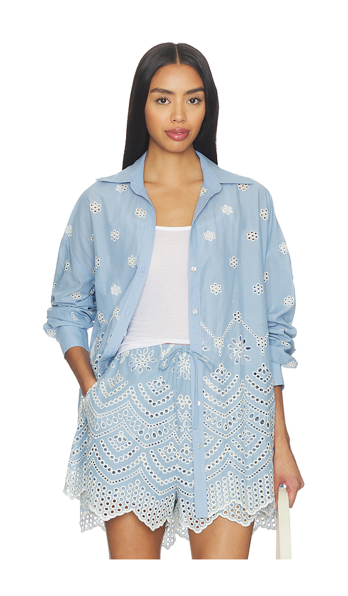 MISA Los Angeles Nalin Top in Baby Blue. - XXS also in XS, S, M