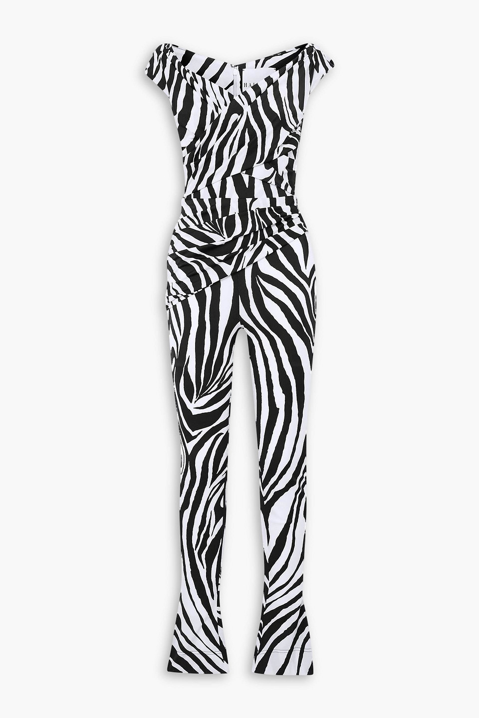 Off-the-shoulder zebra-print satin jumpsuit - Animal print - FR 34