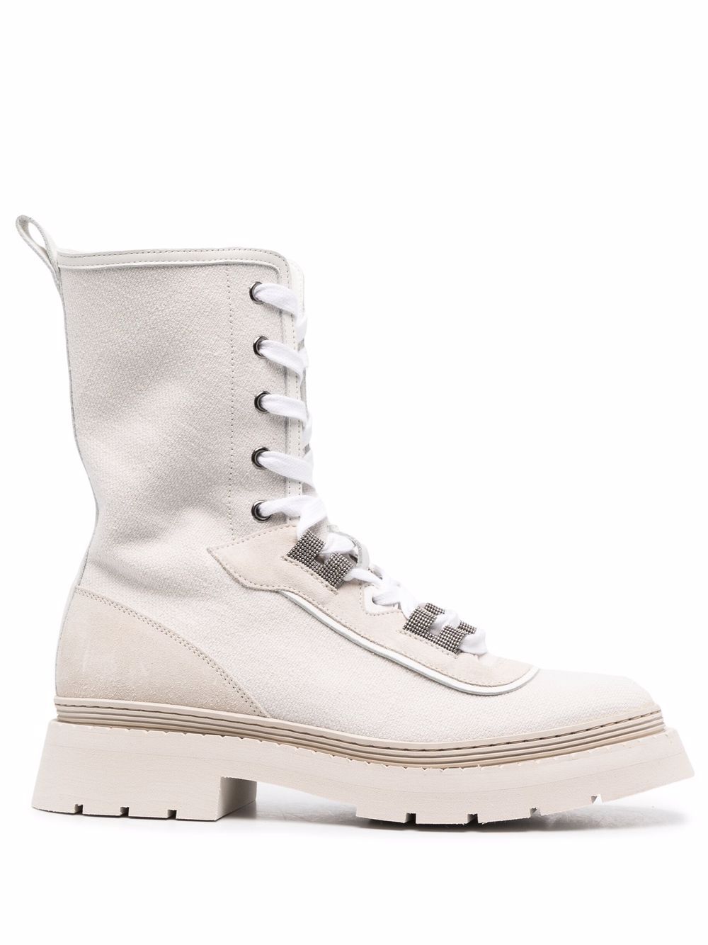 Lace-up cargo ankle boots - White