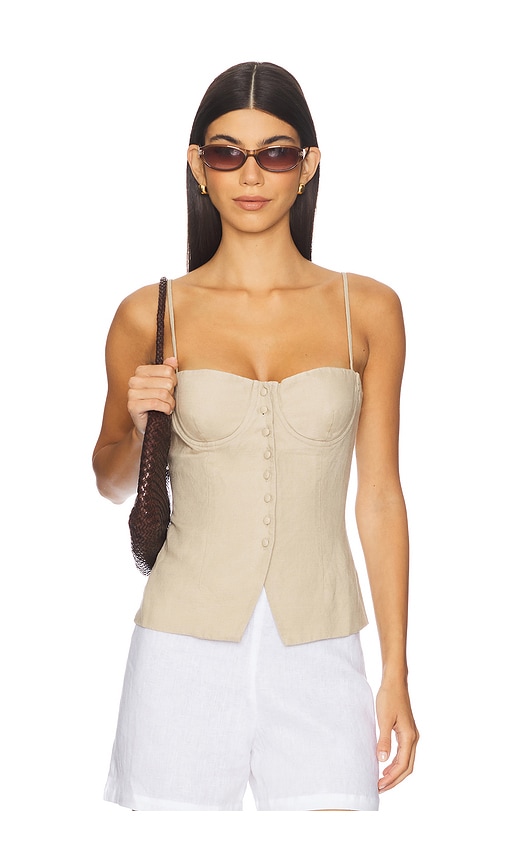 Onia Air Linen Underwire Corset Top in Tan. -  8 also in 0, 10, 12, 2