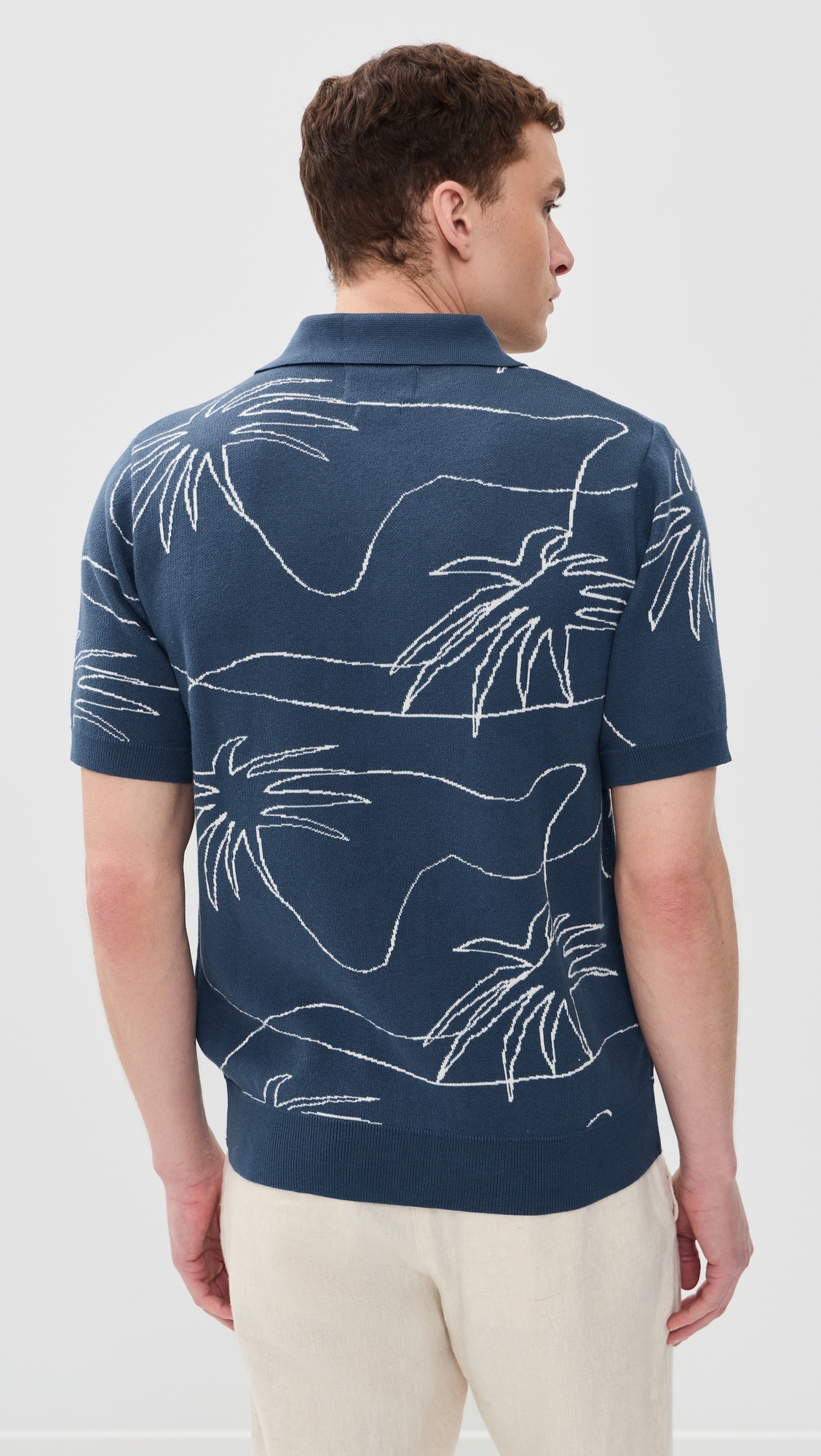 The Palms Knit Collared Shirt Blue