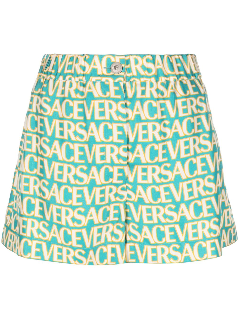 Logo-print silk shorts - Blue