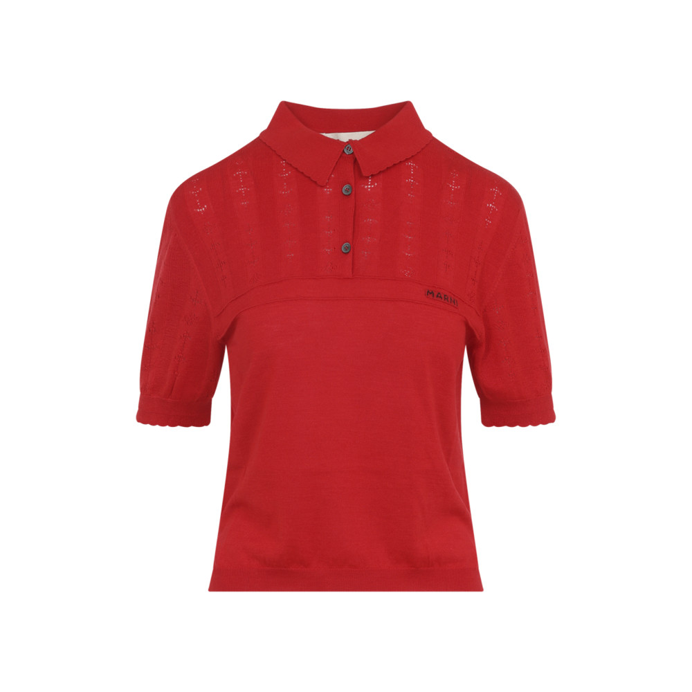 Red Logo Shirt Collar Polo