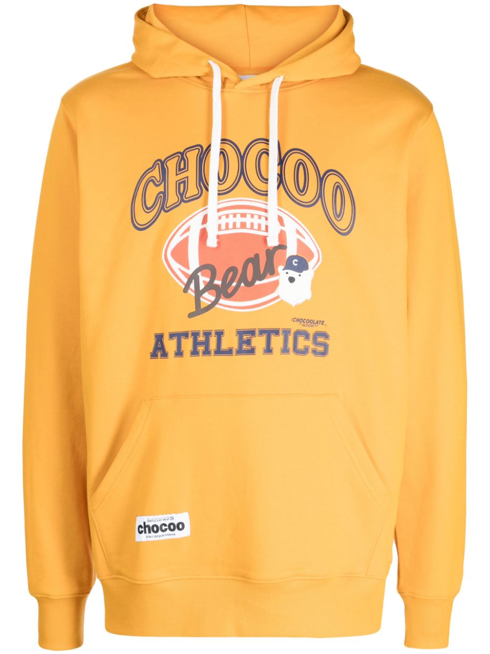 Bear-print cotton hoodie - Orange