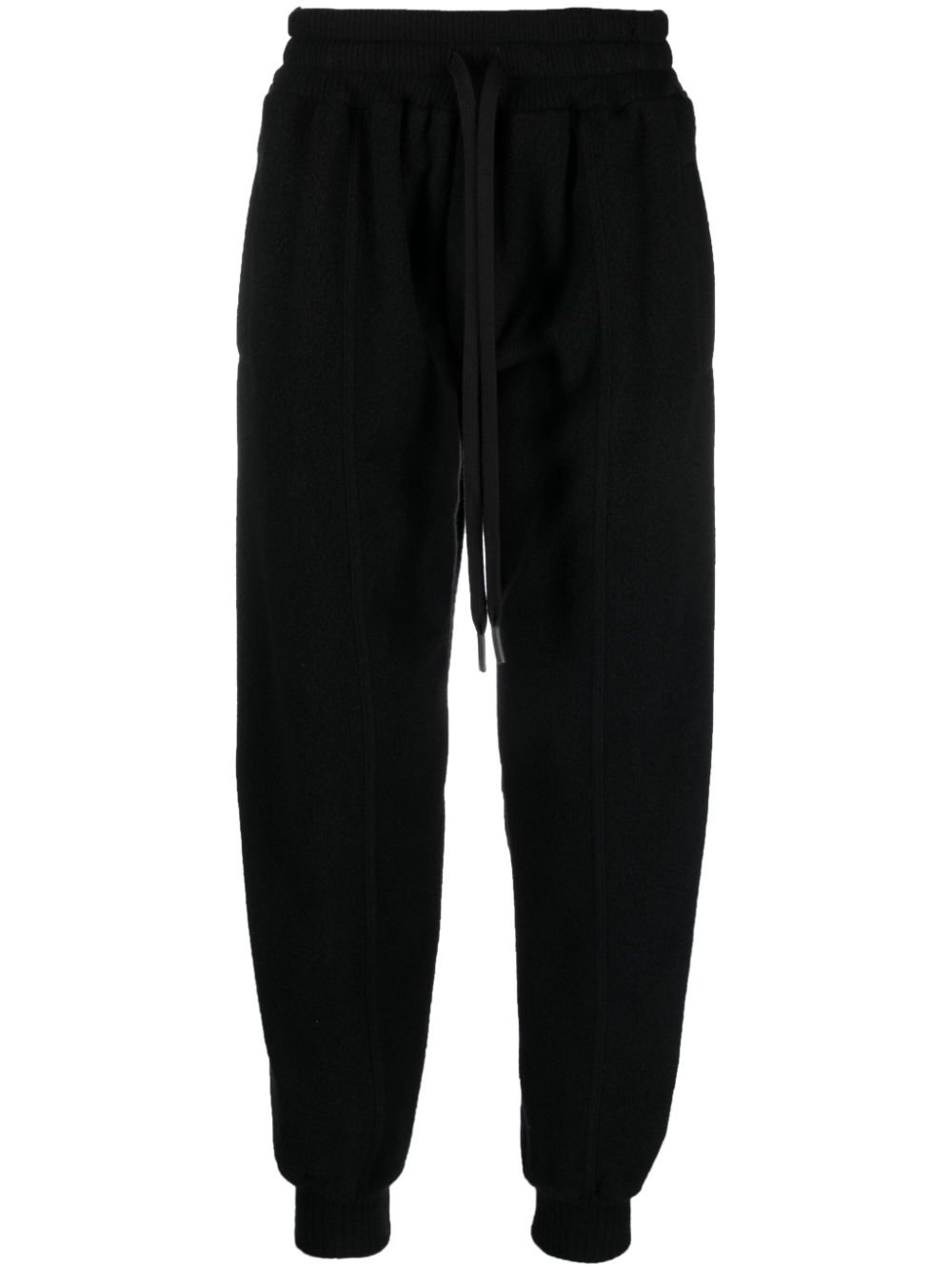 Drawstring cashmere track pants - Black