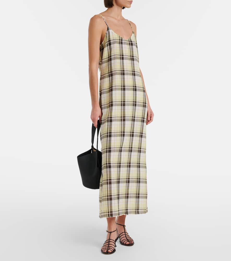 Evelyn plaid gauze slip dress