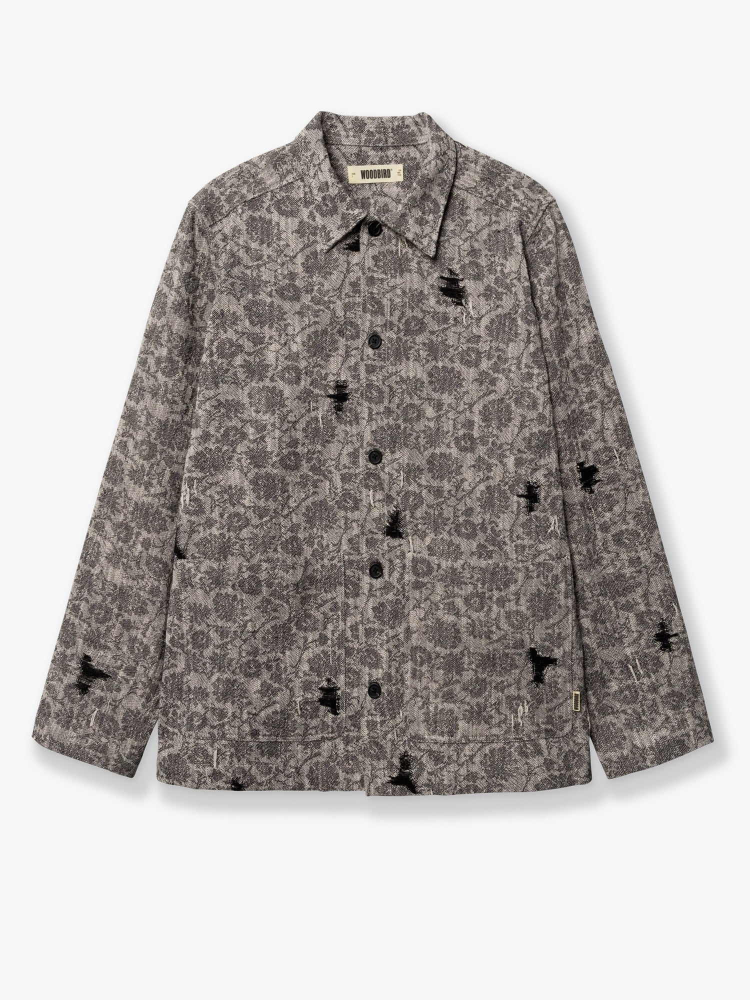 Melange Cotton Shirt Jacket — Gray