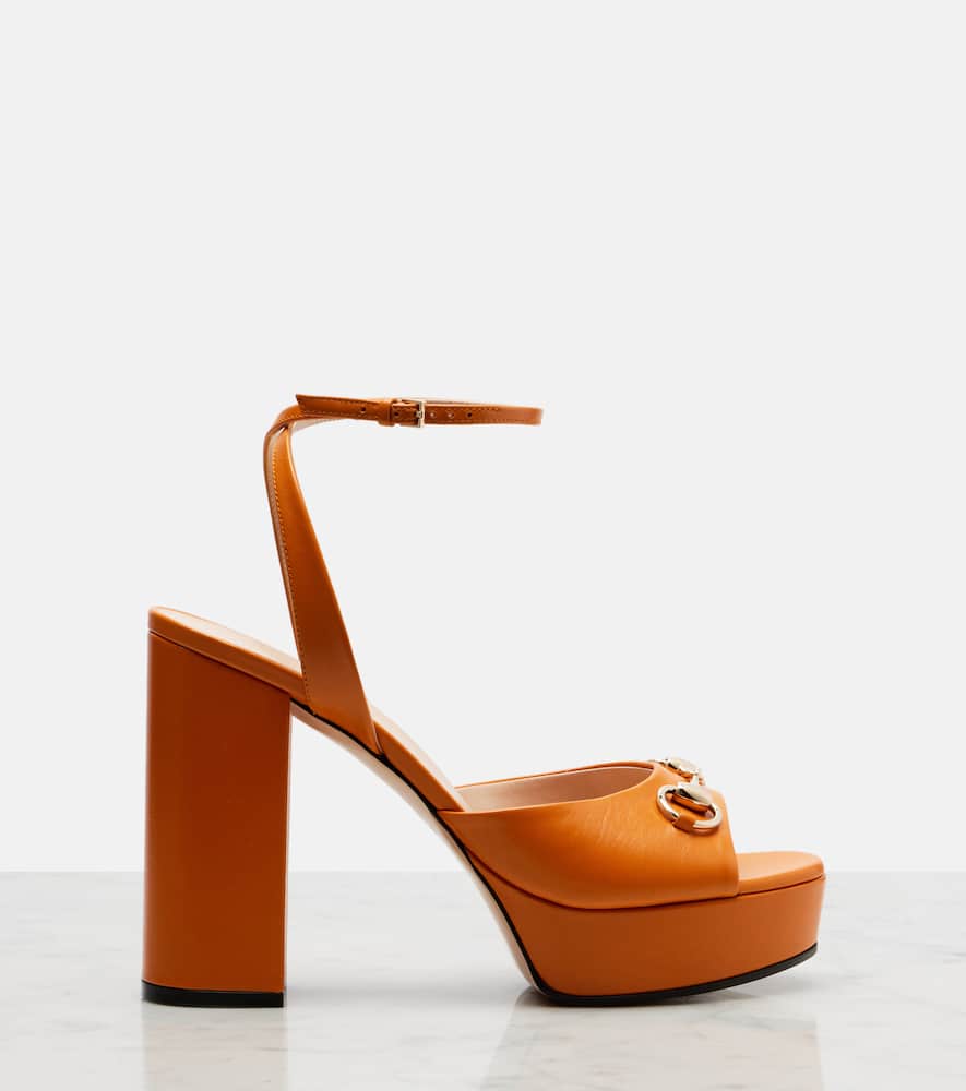 Horsebit leather platform sandals