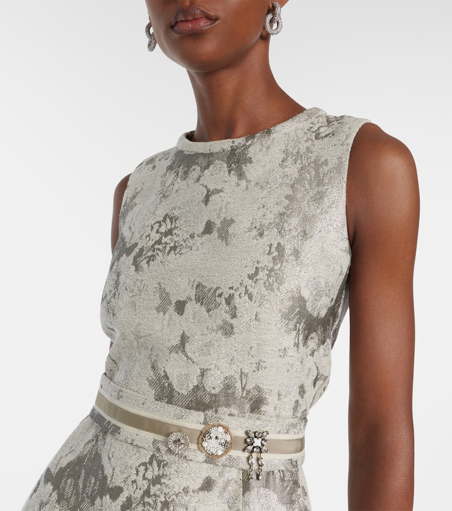 Cotton-blend jacquard midi dress