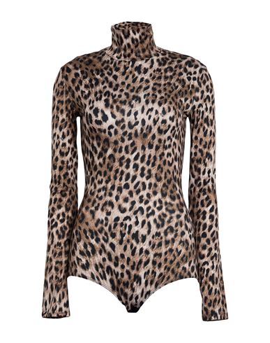 Woman Bodysuit Beige Size 4 Polyester, Elastane