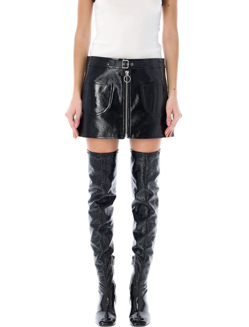 Buckled Zipped Mini Skirt