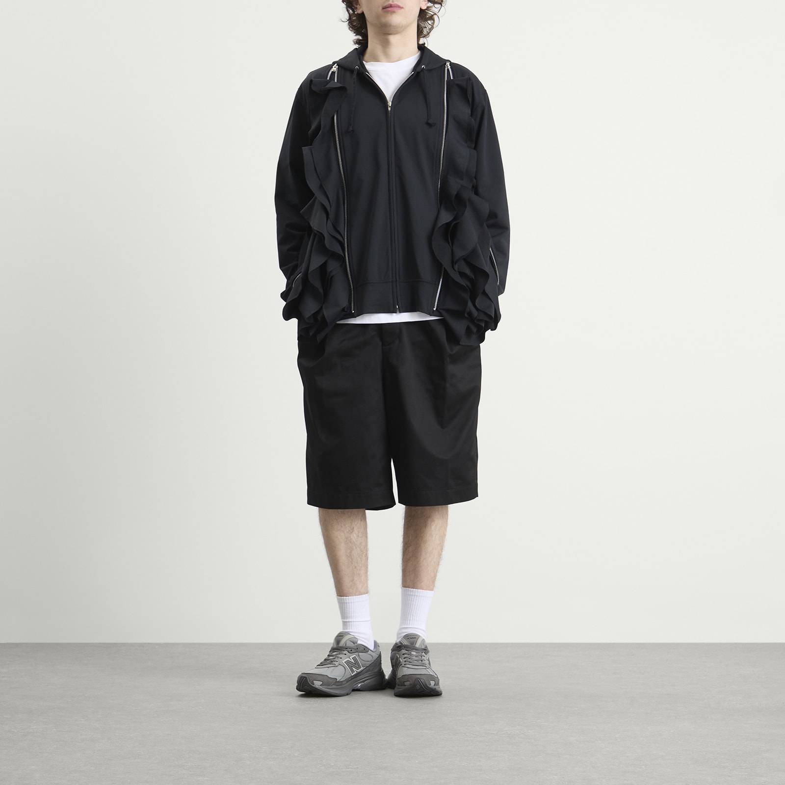 COMME des GARCONS Homme Plus Double Zipper Hoodie in Black - Black. M also in XL/1X