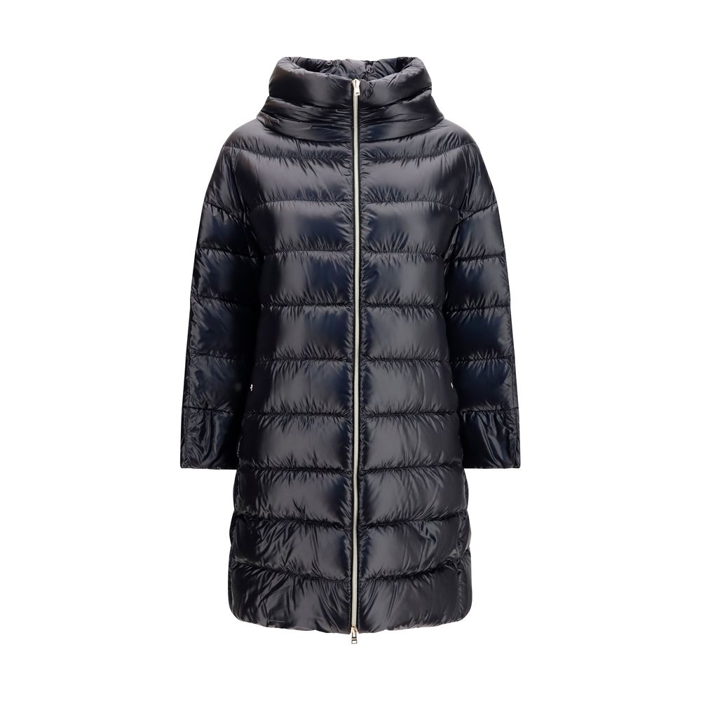 Quilted Midi Down Jacket — Black