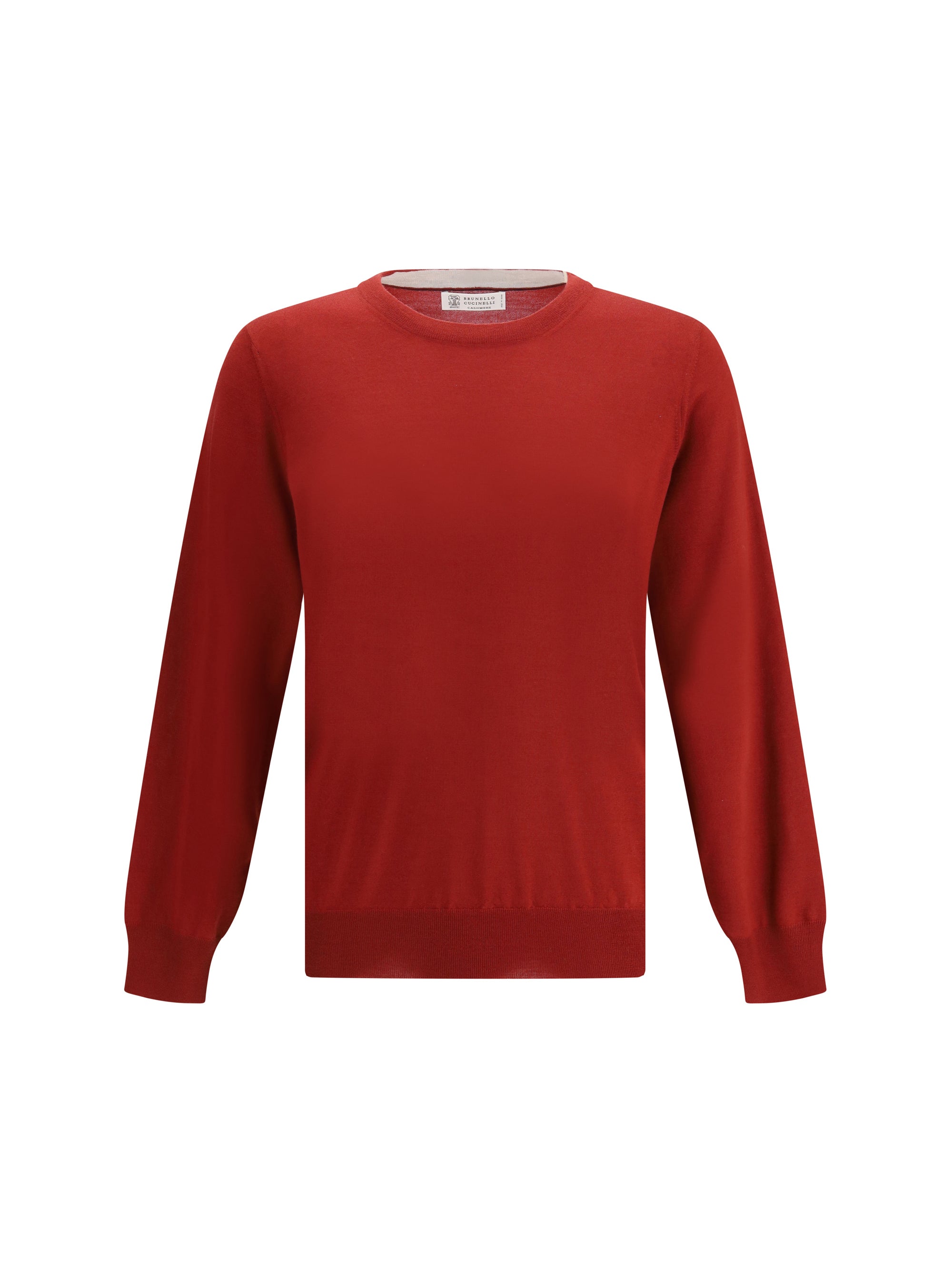 Virgin Wool Crew Neck Sweater — Red