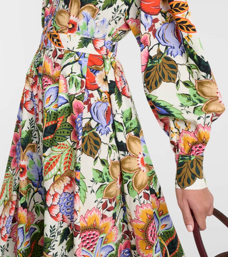 Floral cotton midi shirt dress
