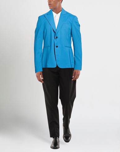 Man Blazer Azure Size 42 Wool, Polyester, Elastane