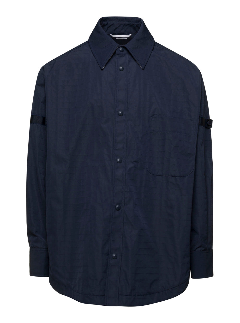 Oversized Polyamide Snap-Button Shirt — Navy