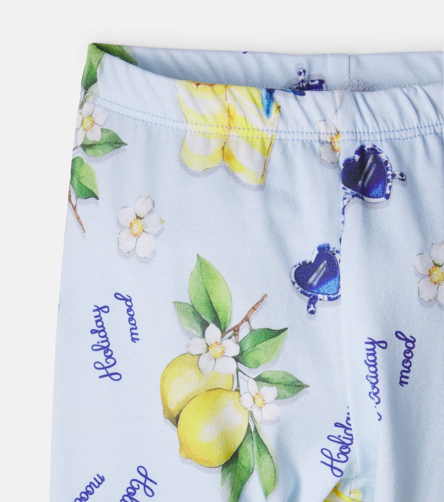 Printed cotton-blend jersey leggings