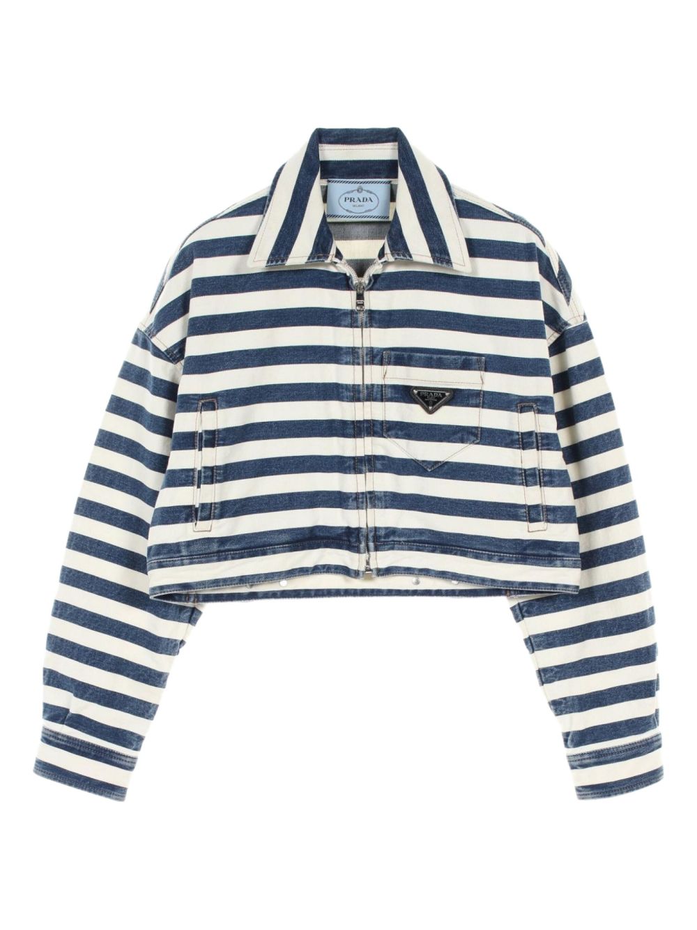 2010s cotton-denim striped jacket - White
