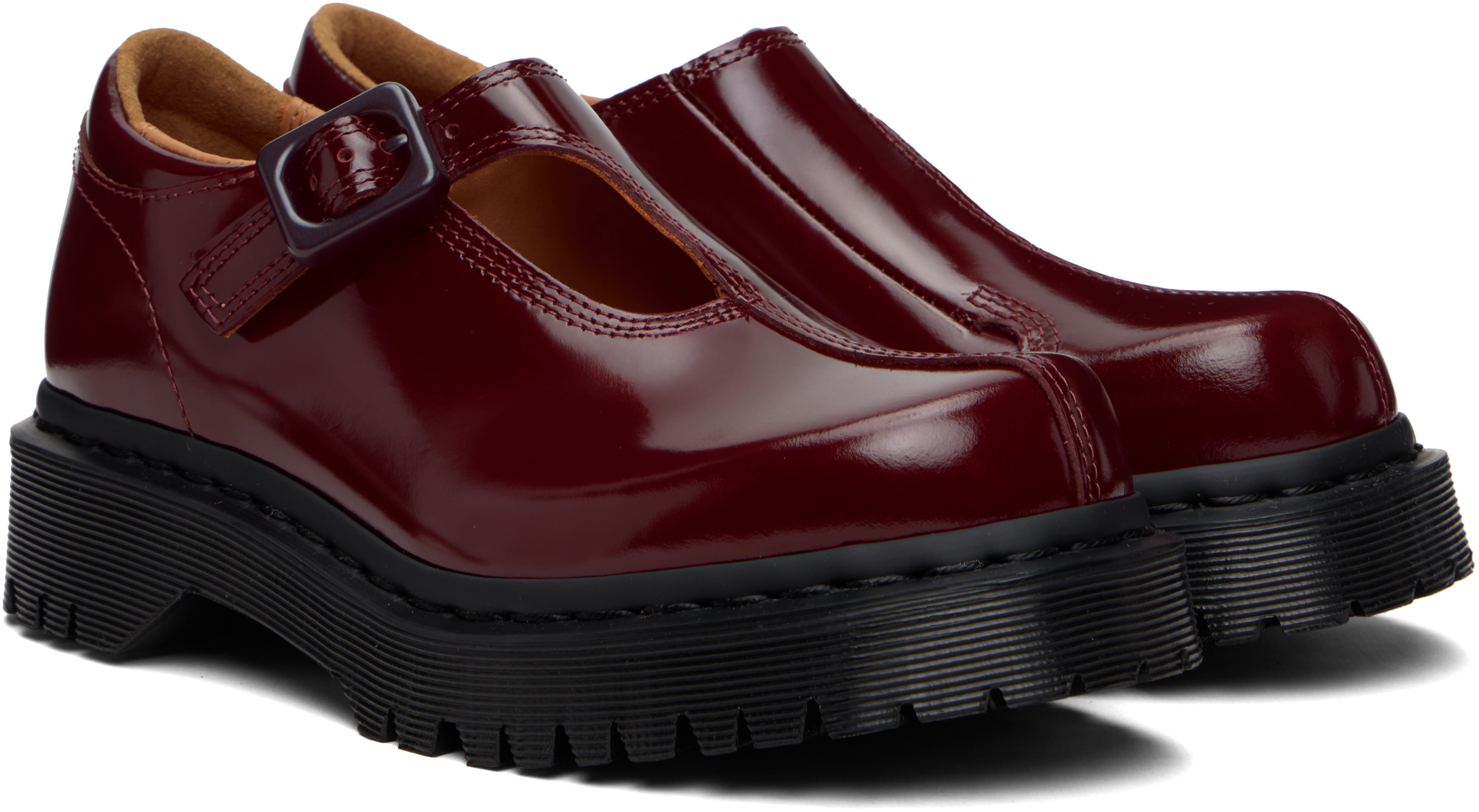 Burgundy Rejena Mary Jane Laquered Leather Loafers