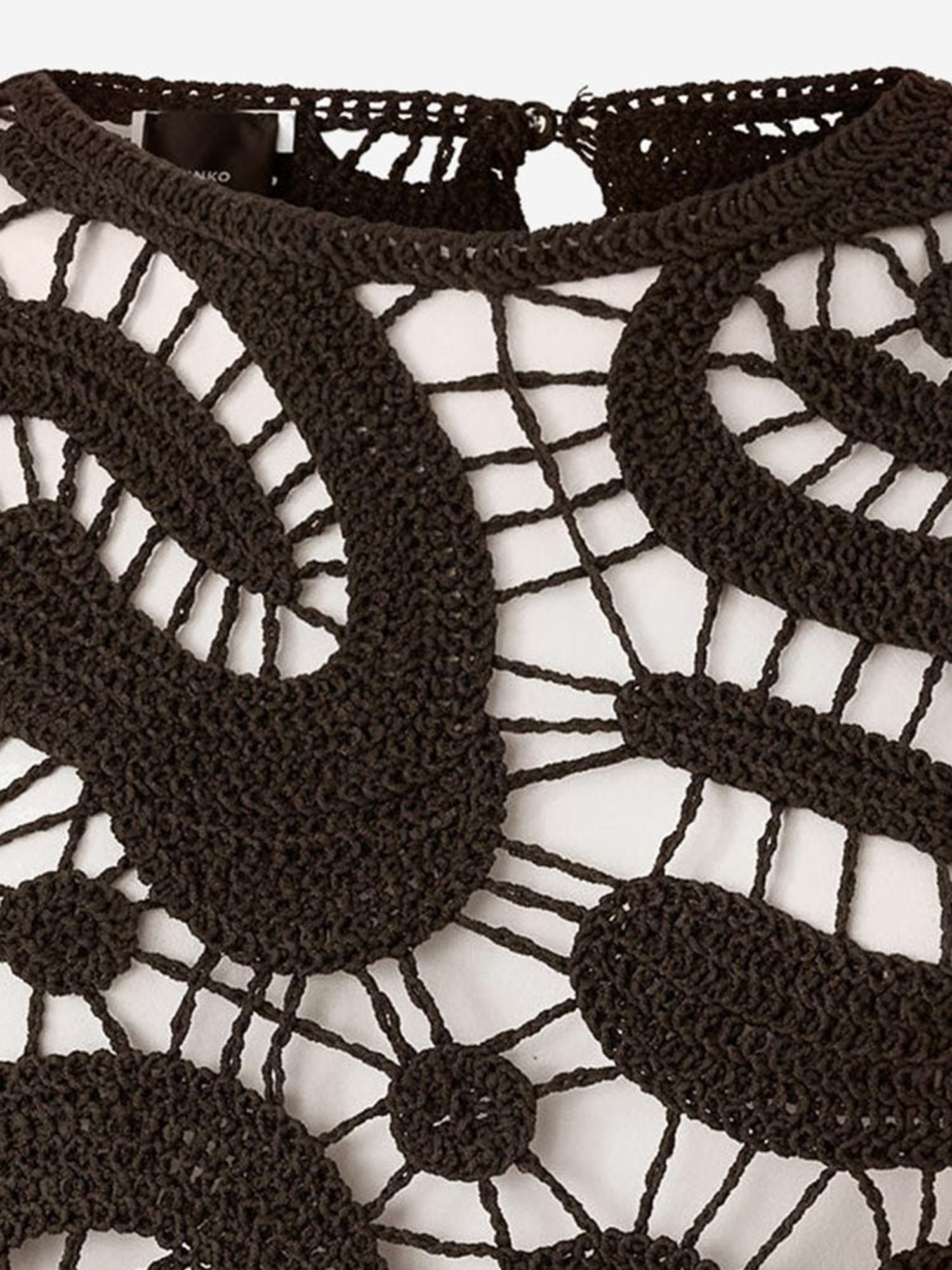 Geometric Crochet Tunic — Brown