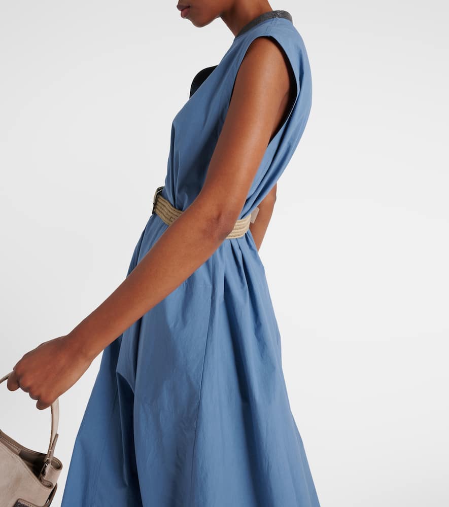 Embellished cotton poplin maxi dress