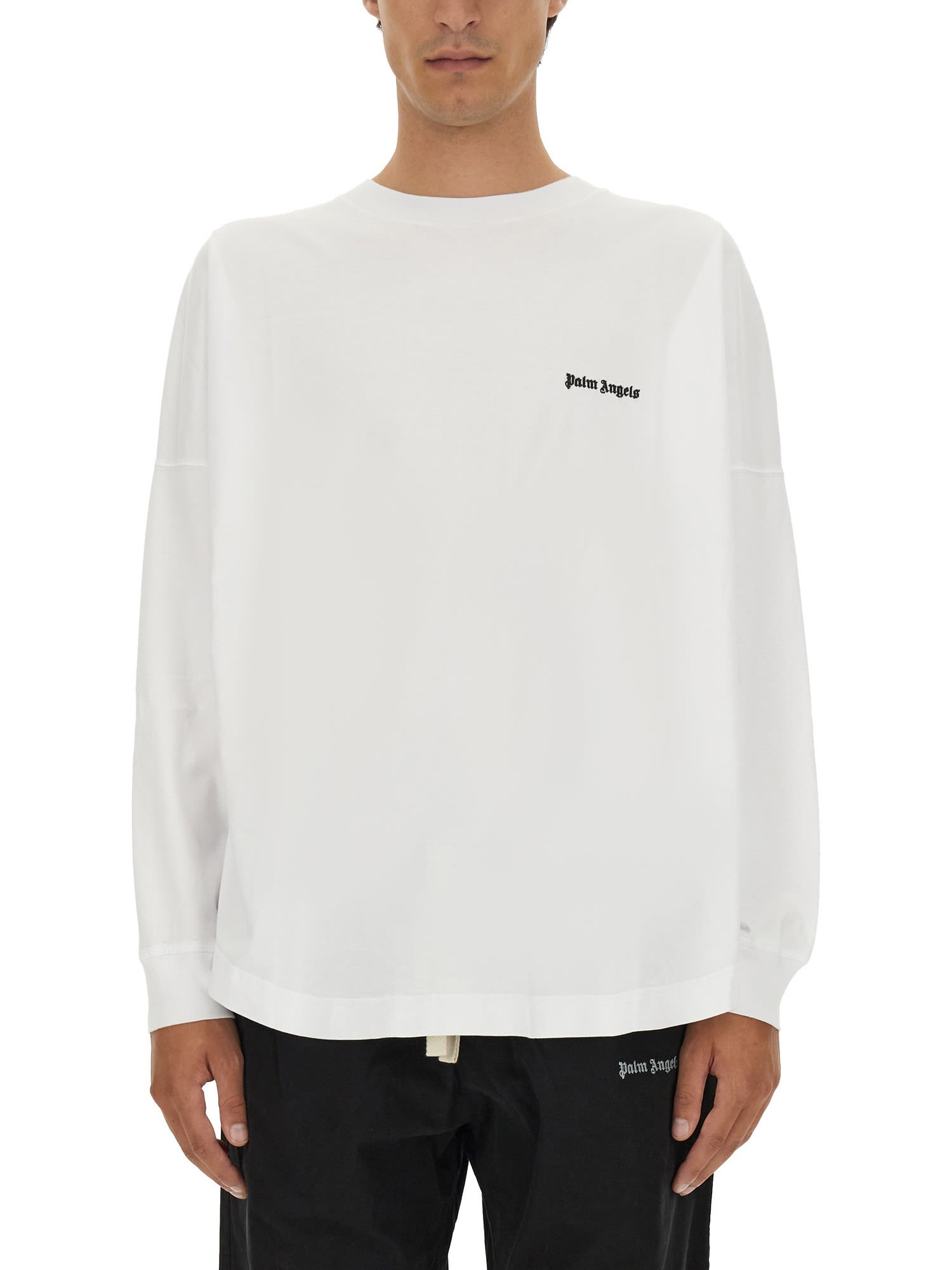 Embroidered-logo long-sleeve T-shirt - White