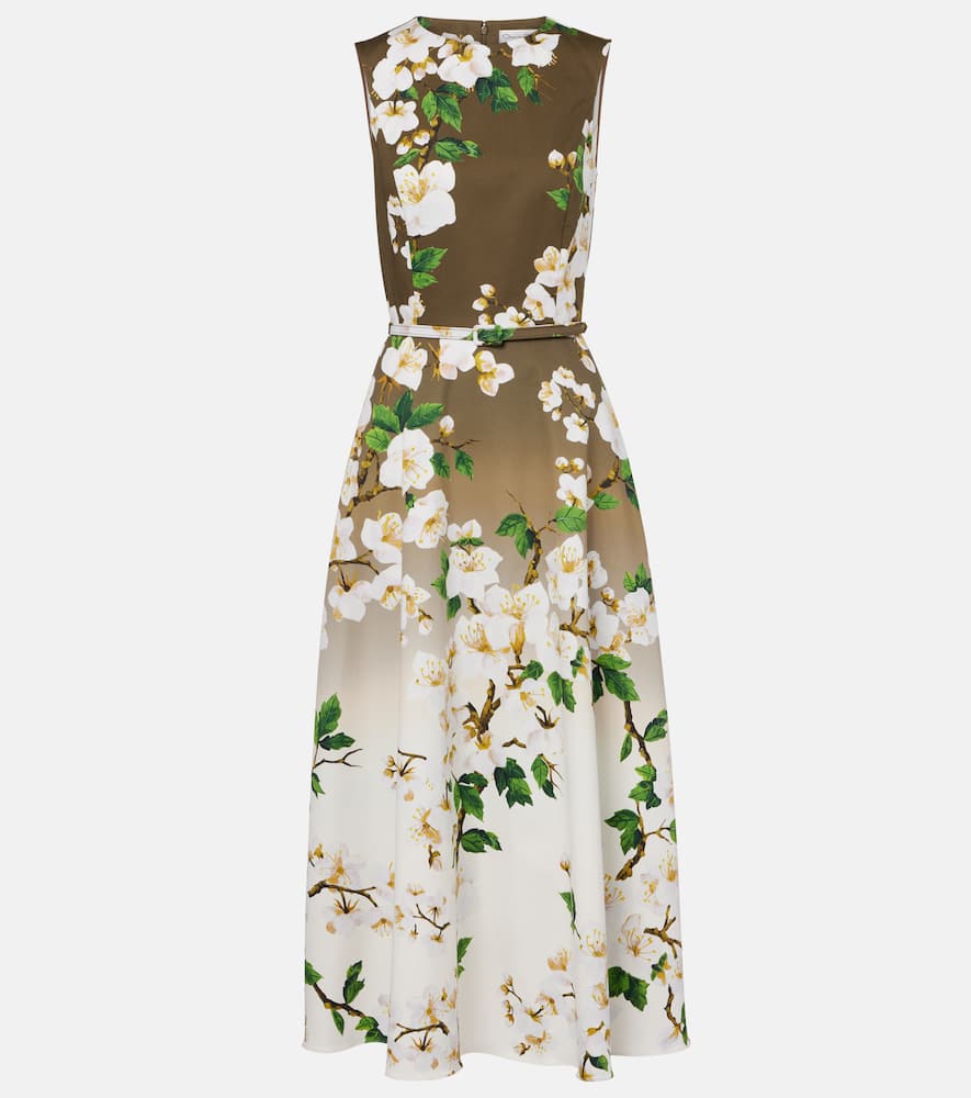 Floral ombré cotton-blend cocktail dress