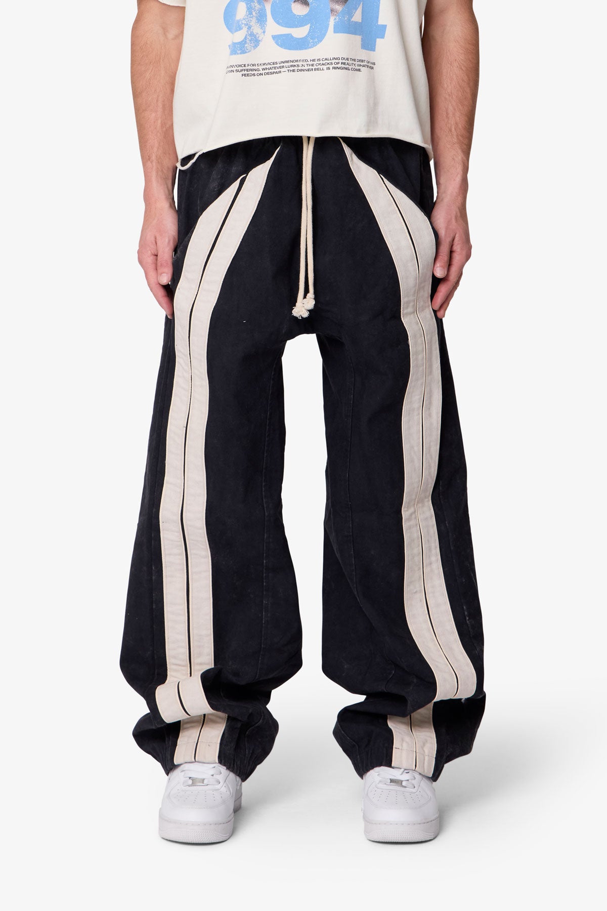 Ultra Baggy Stripe Twill Pants - Black/White