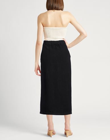 Woman Midi skirt Black Size 10 Linen