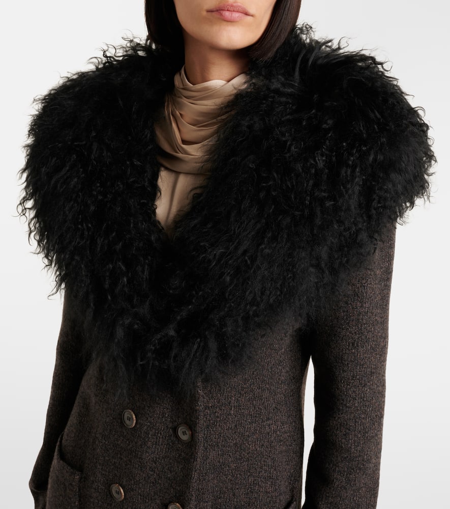 Shearling-trimmed cashmere coat